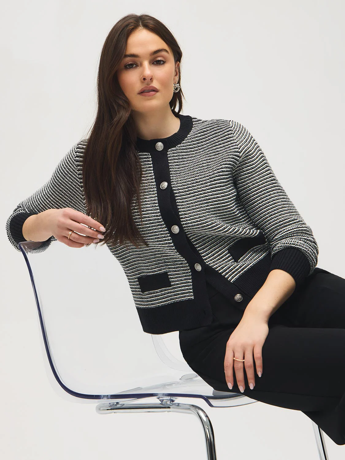 Tweed Button-Front Cardigan