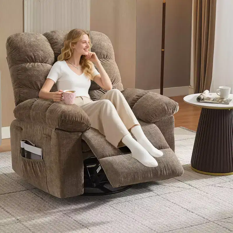 Oversized Swivel Rocker Recliner with Massage & Heat