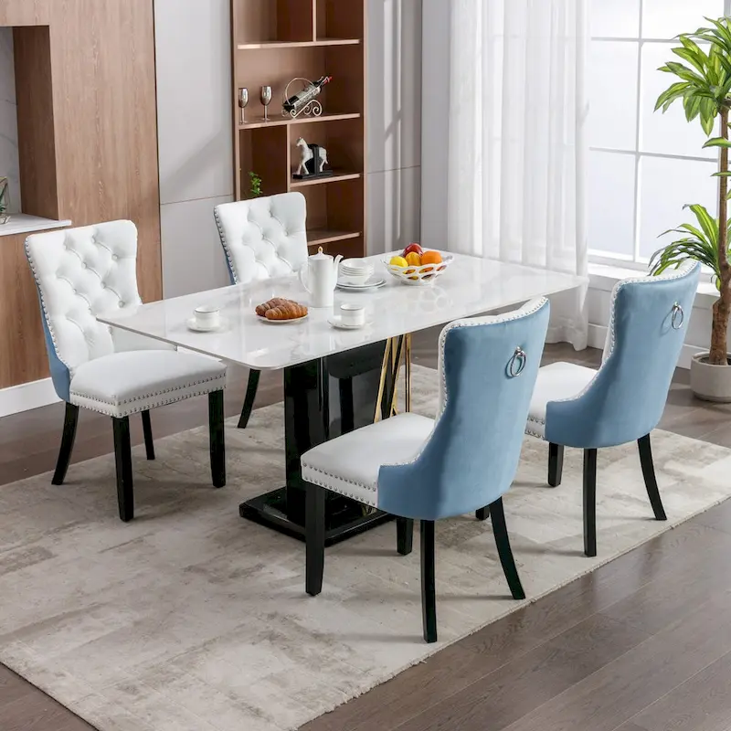 High-end Tufted Upholstered Nailhead Trim Dining Chair, Set of 2