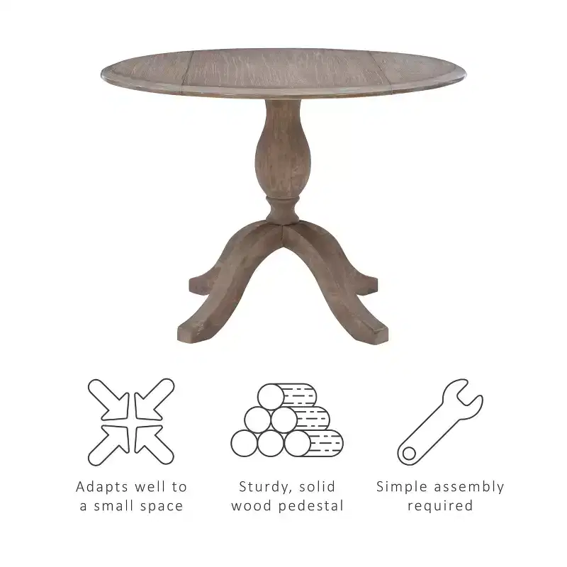 Traditional Dining Tables Rustic Brown : Solid Wood, Seats 4, 42" Diameter