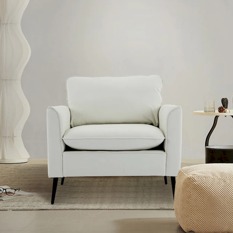Cat paw leather upholstered sofa 1PC Cream White