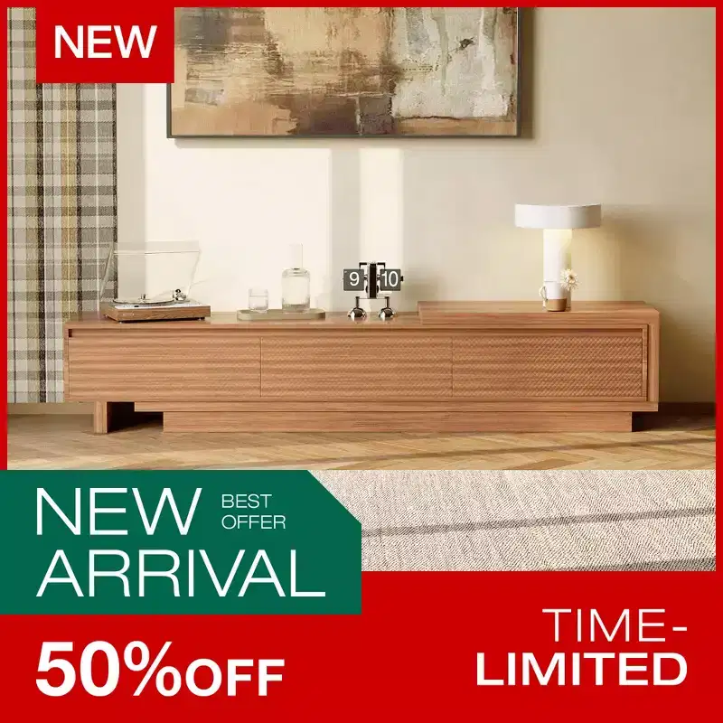 78.74102.3 Extendable TV Stand with 3 Drawers, Textured Front Design & Modern Media Console for Living Room
