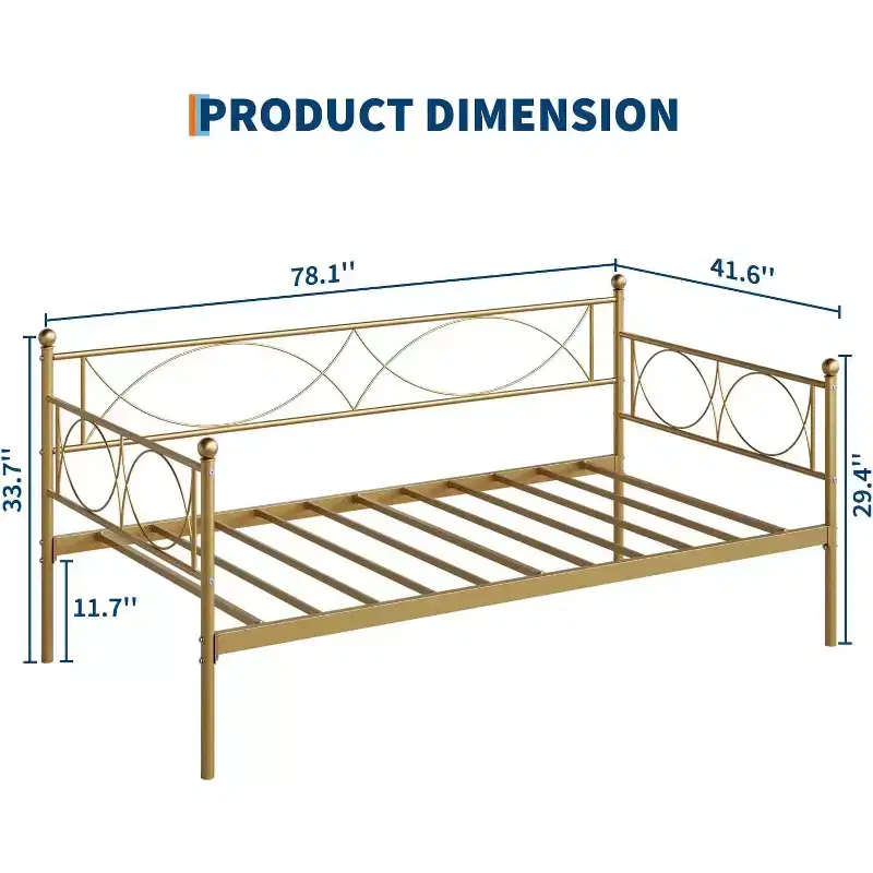 Twin Metal Daybed Frame with Steel Slat Support