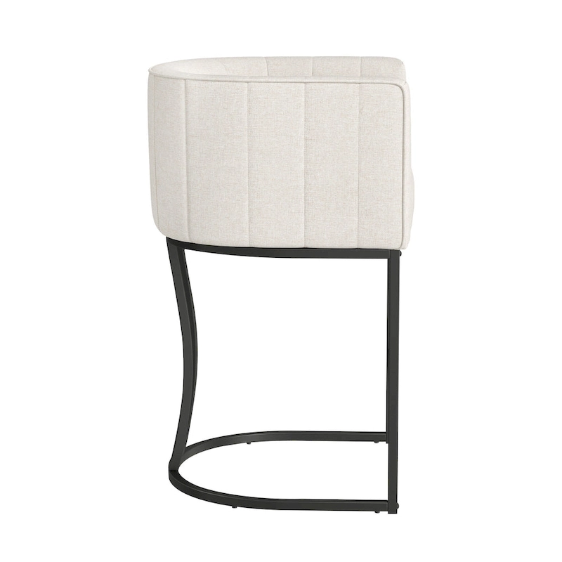 LUE BONA Modern 26.in Low Back Counter Height Barstool Barrel Set of 4 Bar Stools with Metal Frame