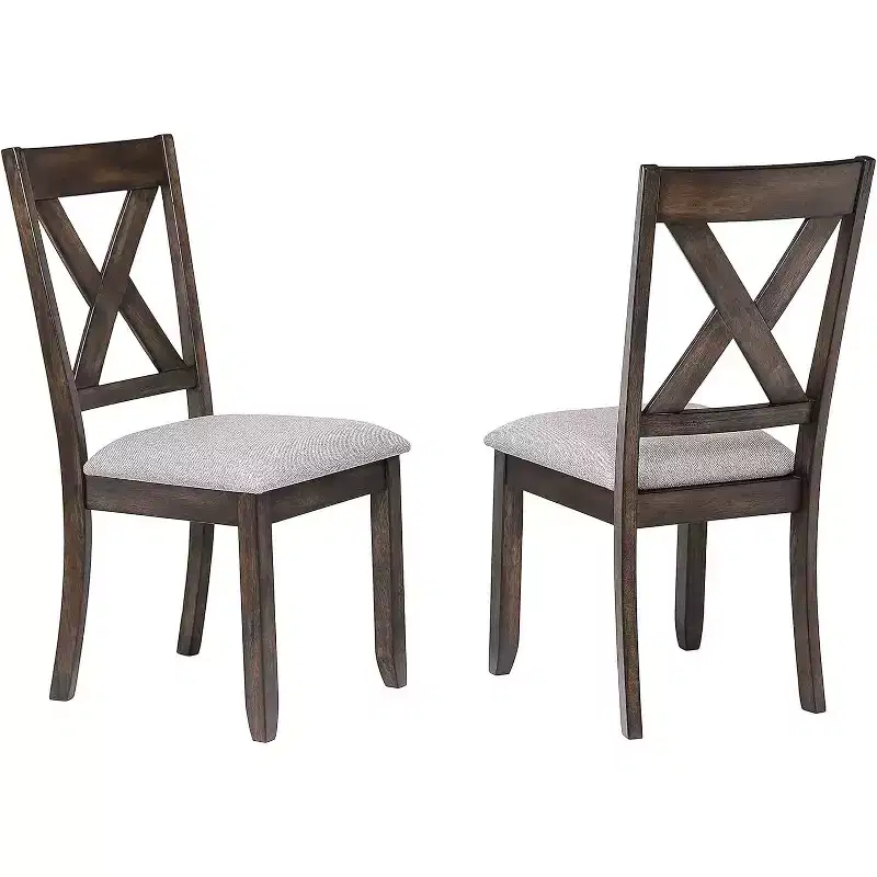 Brown Wood Dining Upholstered Side Chairs