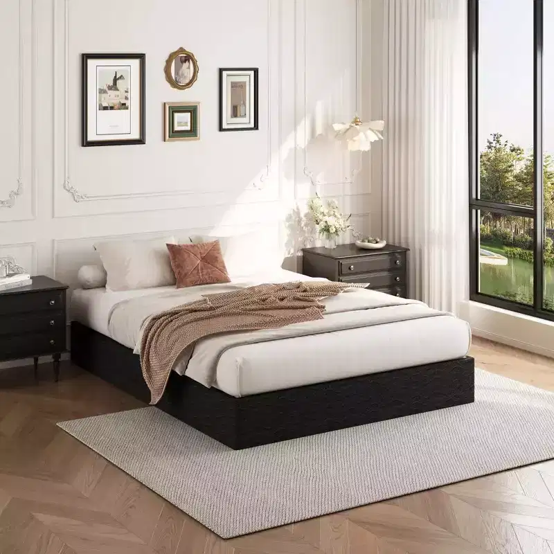 Dyonery Queen Size Bed Frame & Box Spring, Heavy Duty Steel Platform Mattress Foundation with Fabric Cover, Noise-Free, Easy Assembly