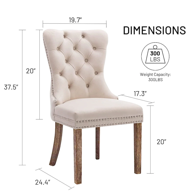 Dining Chairs Set of 6, Luxury Upholstered Velvet Kitchen Chairs Side Chair with Padded Seat Back and Solid Wood Legs - N/A