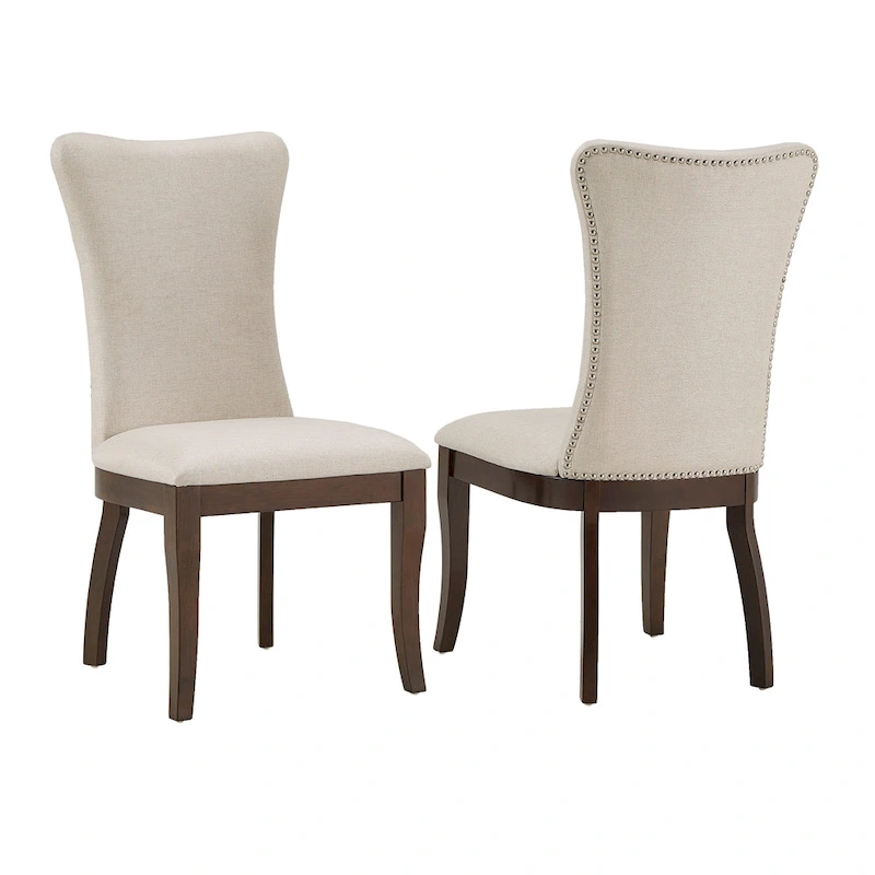 Willa Dark Cherry Wood and Beige Fabric Extendable Rectangular Dining Set by iNSPIRE Q Classic