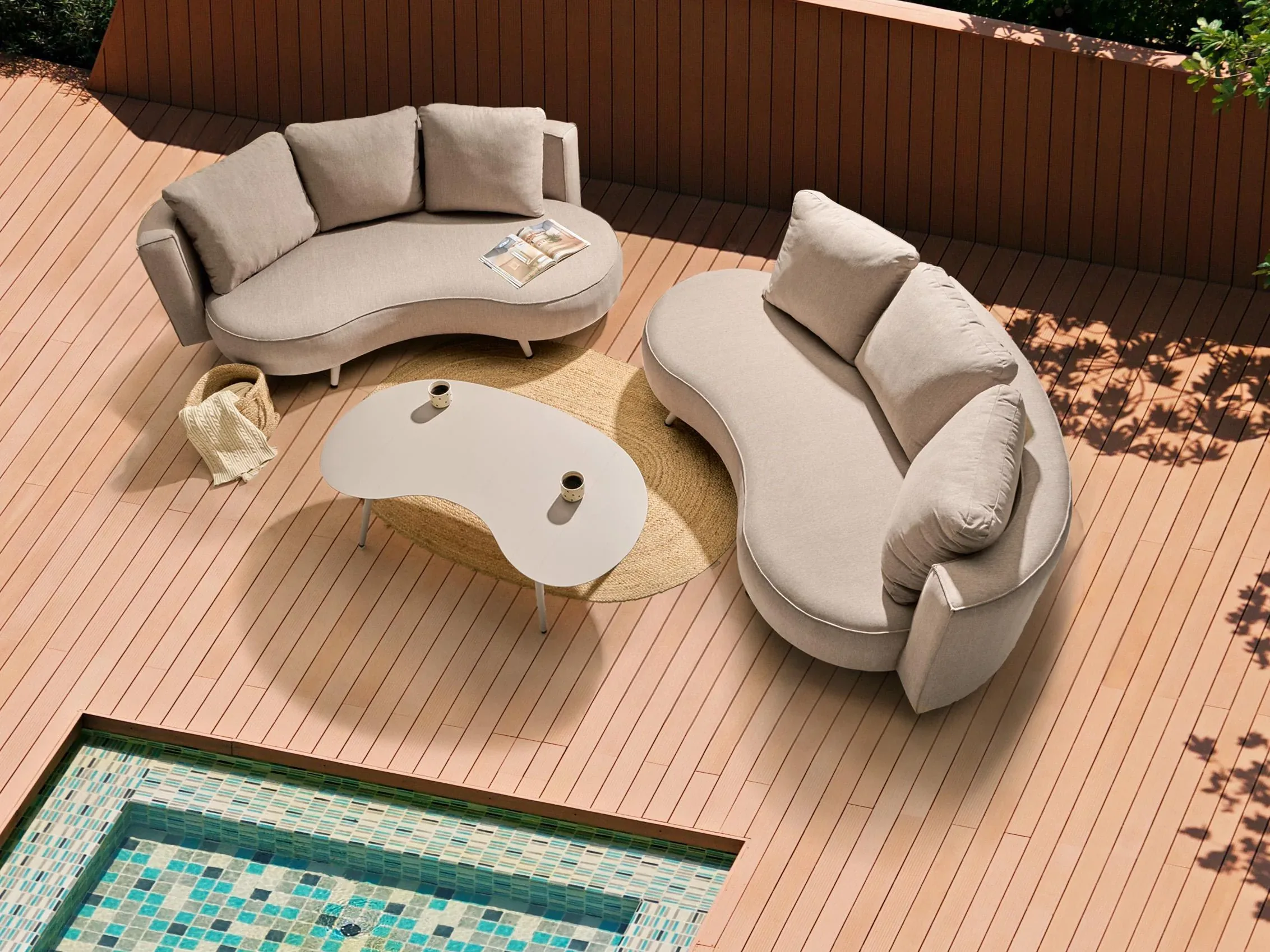 Divano da giardino 3 posti Lato destro Beige