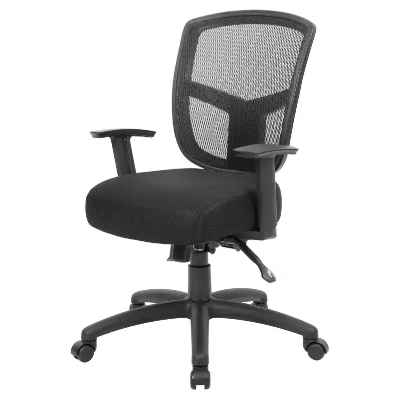 Boss Office Products Task Chair Multifunction Black: Ergonomic Mesh Back, Adjustable Seat Height & Swivel