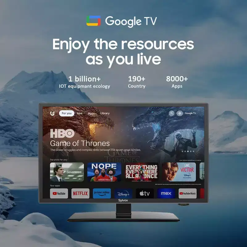 SYLVOX Smart RV TV, 24'' 12 Volt TV for RV Camper, Newest Google TV with Google Assitant, 1080P FHD DC/AC Powered Small Smart TV (Vechiel Series)
