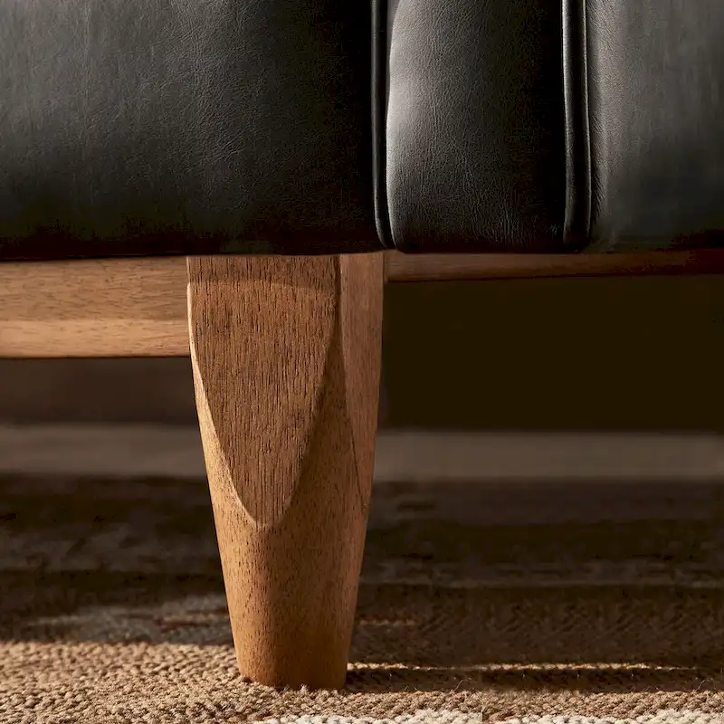 Tullio Black Leather Button Tufted Loveseat by iNSPIRE Q Modern - Sofa
