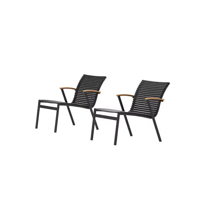 Amazonia 2pc Zanzibar Outdoor Patio Accent Chair: Teak & Cast Aluminum, No Assembly Required