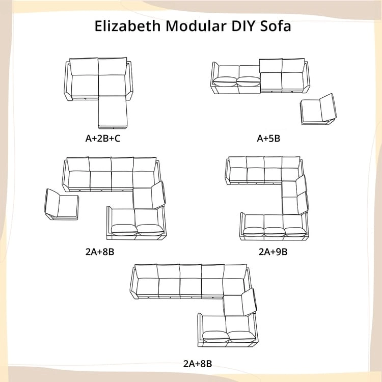 Modern DIY Convertible Modular Sectional Ultimate Sofa Collection - Optional Ottoman Middle and Armrest Modules