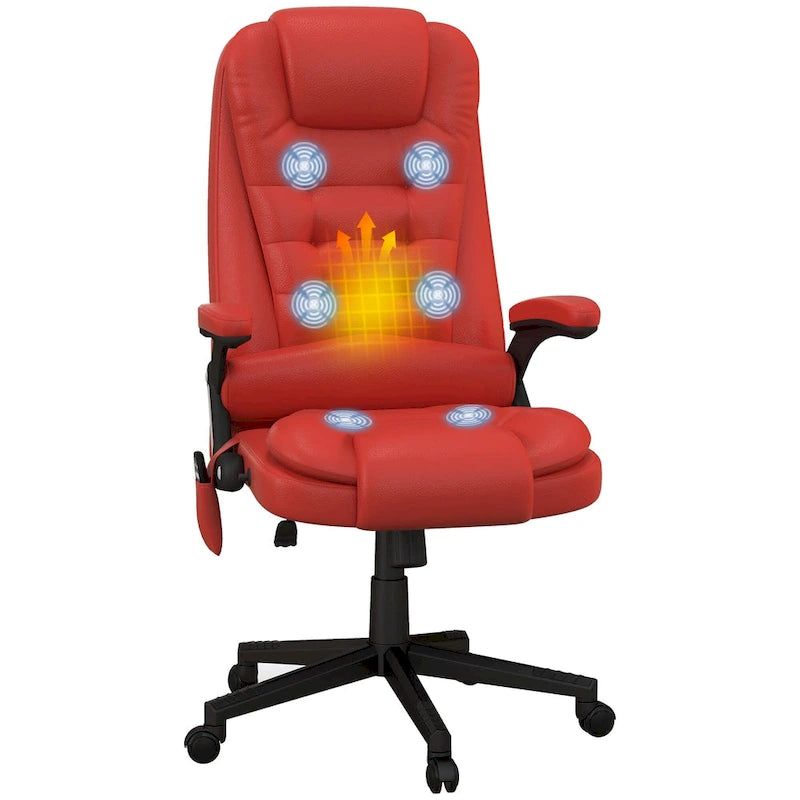 High Back Vibration Massage Office Chair with 6 Vibration Points, Beige