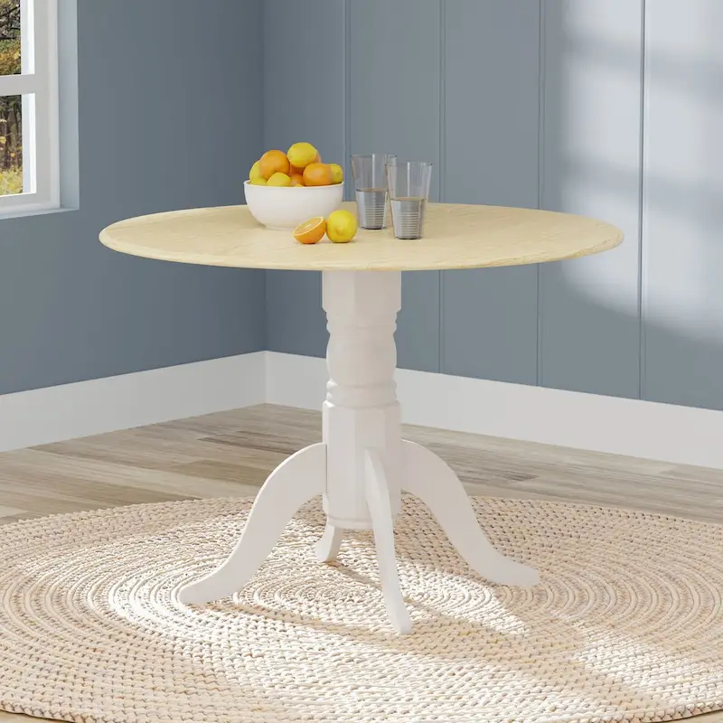 3-Piece Dining Set, 42 Round Drop-Leaf Table and Cross Back Chairs