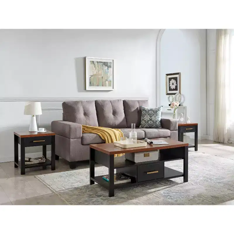 Kings Brand Furniture Sendero 3-Piece Occasional Table Set, Modern Coffee Table with Side Table Set, Perfect Living Room Table Set