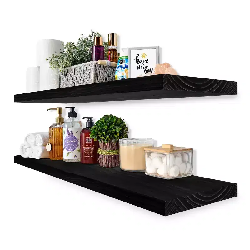 Sorbus 2 Pack 35 Solid Wood Floating Shelves - for Bathroom Decor, Books, Bedroom & Living Room