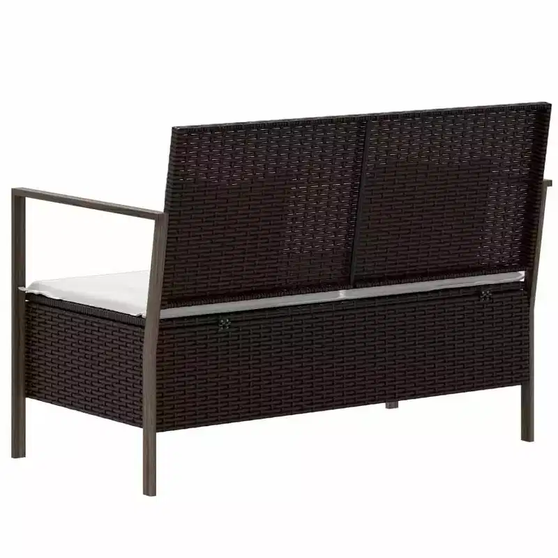 vidaXL Garden Bench Black PE rattan 2-Seater Garden Bench Rectangular