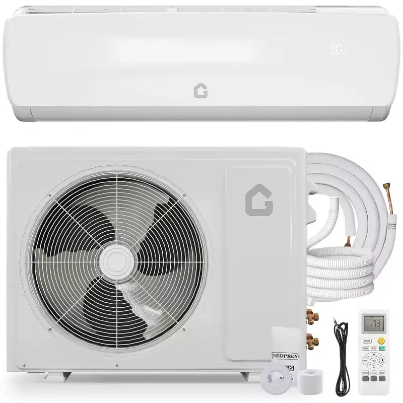 Garvee Quiet Split AC | 9000 BTU 3-in-1 Cooling/Heating/Dehumidifier | 115V Inverter Heat Pump | 10ft Pre-Charged Line Set,White