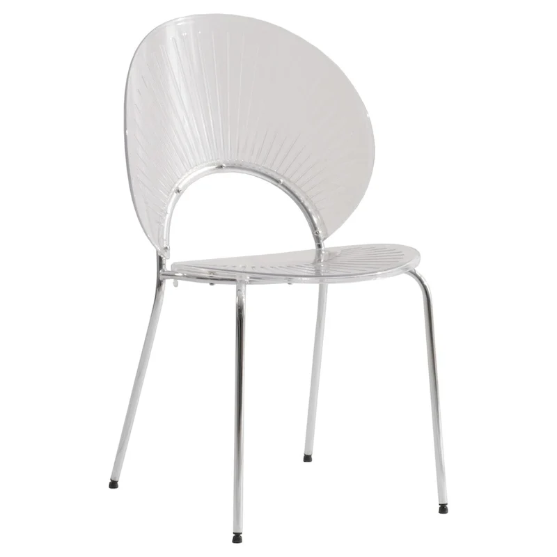 Opulent Plastic Dining Side Chair in Chrome Base