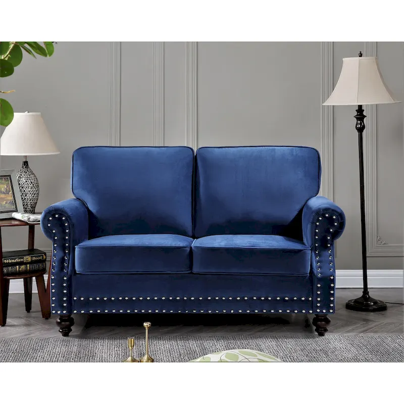 Ramos Nailhead Velvet 3-Piece Set-Loveseat Sofa and Chair