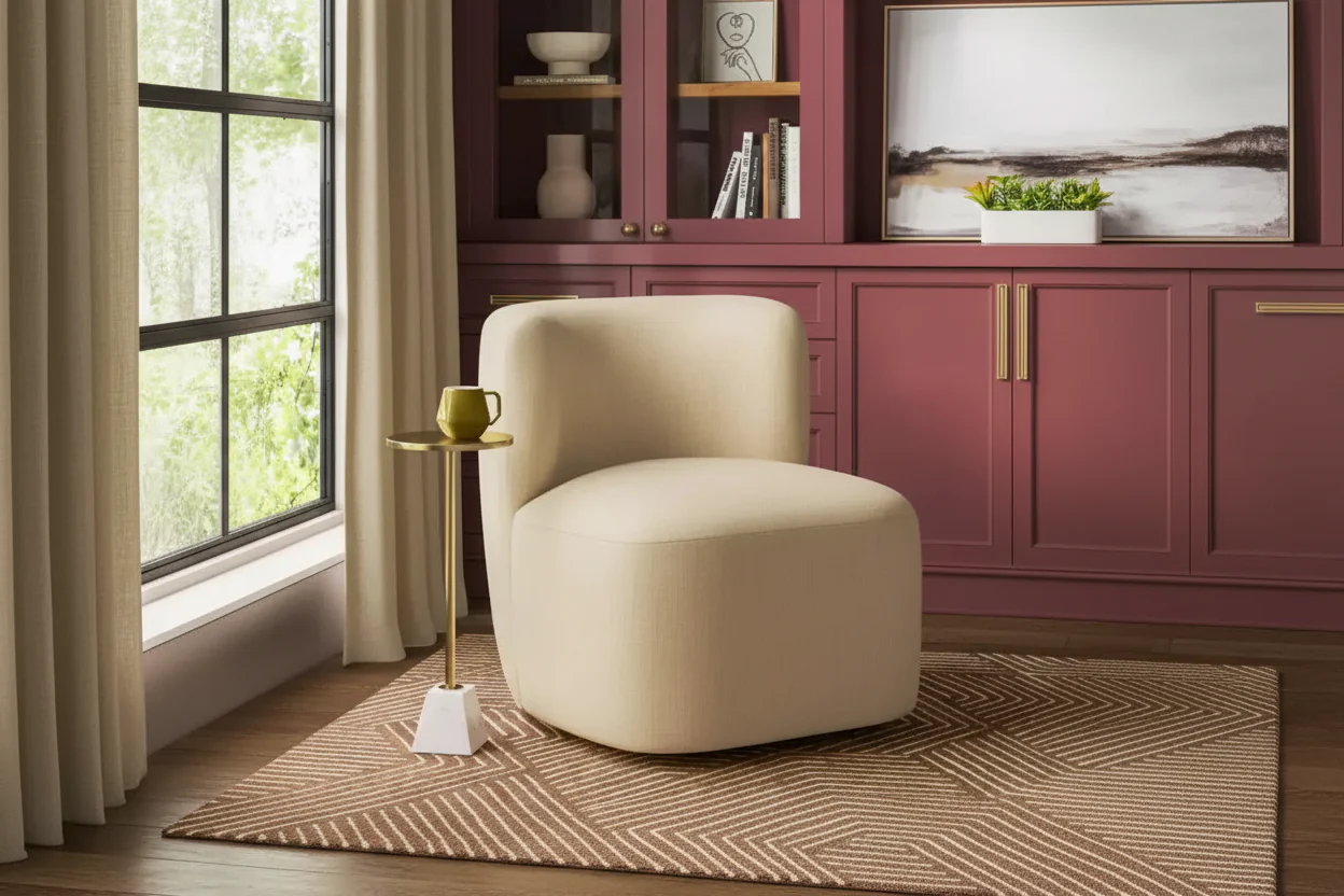 Neko Linen-Blend Swivel Accent Chair