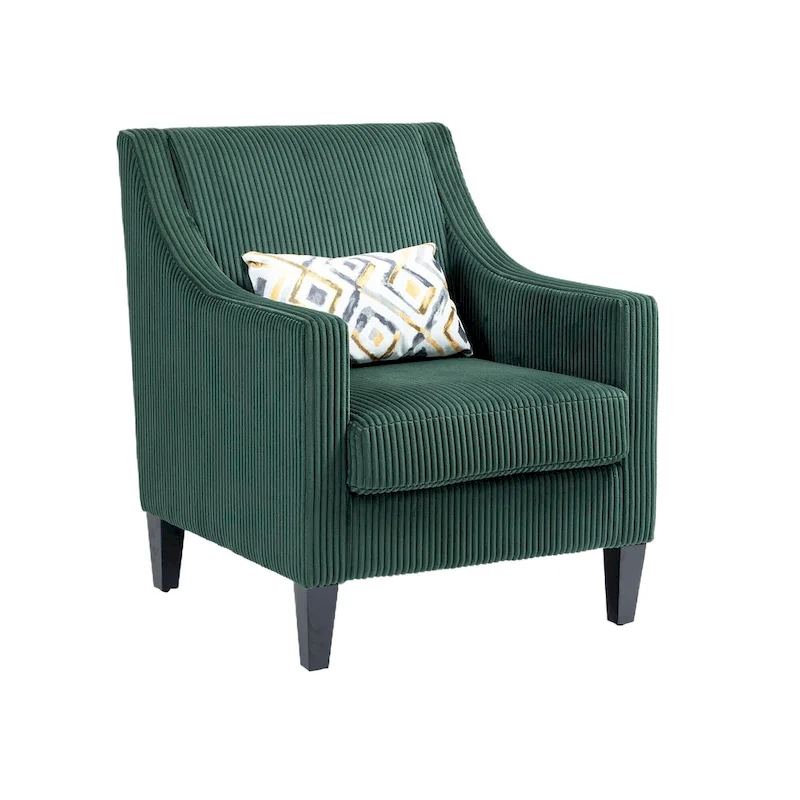 Emerald 26.77 Upholstered Arm Chair with Scooped Arms and Rubber Wood Legs