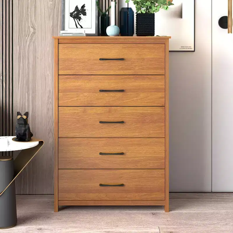 Wood 5-Drawer Dresser Narrow 31.3