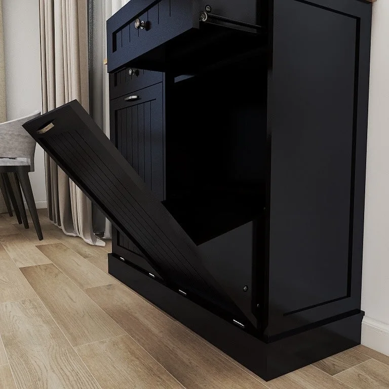 Two-Compartment Tilt-Out Trash Cabinet w/2 Drawers